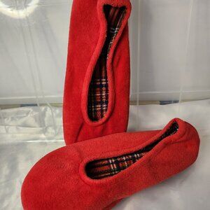 ISOTONER Classic Red Cotton Terry Ballerina Slippers 6.5-7.5M